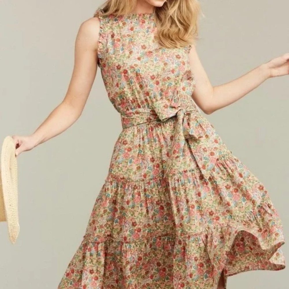 Roller Rabbit Women XL Elysian Day Naoki Dress Multi Color Floral NWT Sleeveless